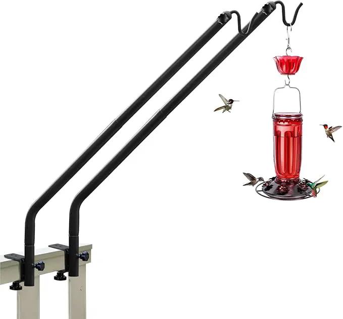 Kingsyard 2 Pack Heavy Duty Deck Hook, 27"-39" Adjustable Metal Deck Railing Hooks for Hanging Bird Feeders, Planters, Suet Baskets, Lanterns, Wind Chimes, Clamp Mounted by GreenHaven Gardens