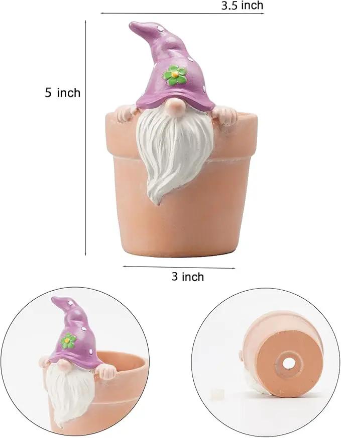 Newman House Studio Spring-Gnomes Flower-Pots Easter Decorations Cactus-Succulents - Easter Decorative Purple Planter Pots Unique Garden Pots with Drainage Hole for Indoor Outdoor 3 x 3.5 x 5 inch by GreenHaven Gardens