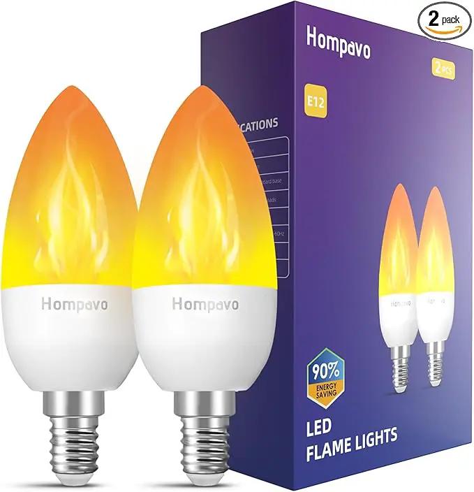 Hompavo 【Upgraded】 LED Flame Light Bulbs, 3 Modes Flickering Light Bulbs, E12 Chandelier Base Candle Fire Light Bulb for Halloween, Christmas, Party, Porch, Indoor & Outdoor Home Decoration - 2 Pack by GreenHaven Gardens