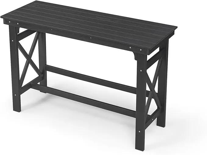HDPE Patio Bar Table, 41" Rectangle Outdoor Bar Tables Counter Height Table, Adirondack Outdoor Bar Height Table, HDPE Outside Pub Tables for Balcony, Deck, Backyard, Poolside, Obsidian by GreenHaven Gardens