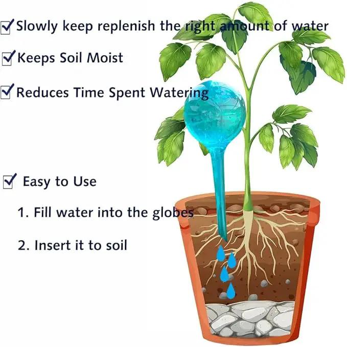 Plant Self Watering Globes - 10pcs Flower Self Watering Planter Insert, Plastic Self Watering Bulbs Auto for Plants, Garden Water Device Drippers System for Travel Business Trip Plant Self-Watering by GreenHaven Gardens
