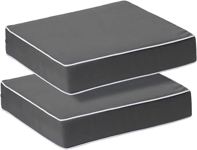 PNP FKJP 2 Pack Outdoor Chair Cushion 20" X 20" X 4", Waterproof Outdoor Seat Cushions with Non-Skid Ties,Dark Gray (Cushion + Cover) by GreenHaven Gardens