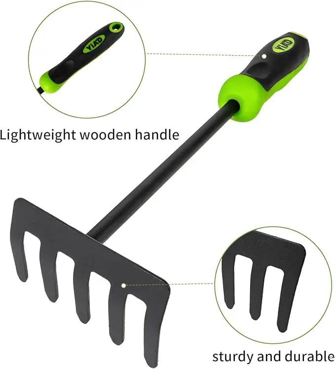Hoe Garden Tool Set, 3 Piece Handheld Gardening Tools includs Garden Hoe and Cultivator Combo, Mini Hand Rake and Garden Trowel Outdoor Heavy Duty Garden Tools for Weeding or Digging by GreenHaven Gardens