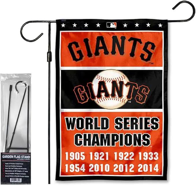 WinCraft Giants 8 Time Champions Garden Flag with Stand Holder Flagpole by GreenHaven Gardens