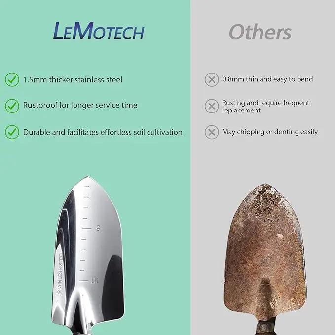 LeMotech Garden Tool Set, 2Pcs Gardening Hand Tools, Stainless Steel Transplant Shovel and Weeder with Beech Handle, Outdoor Gardening Kit for Women Men by GreenHaven Gardens