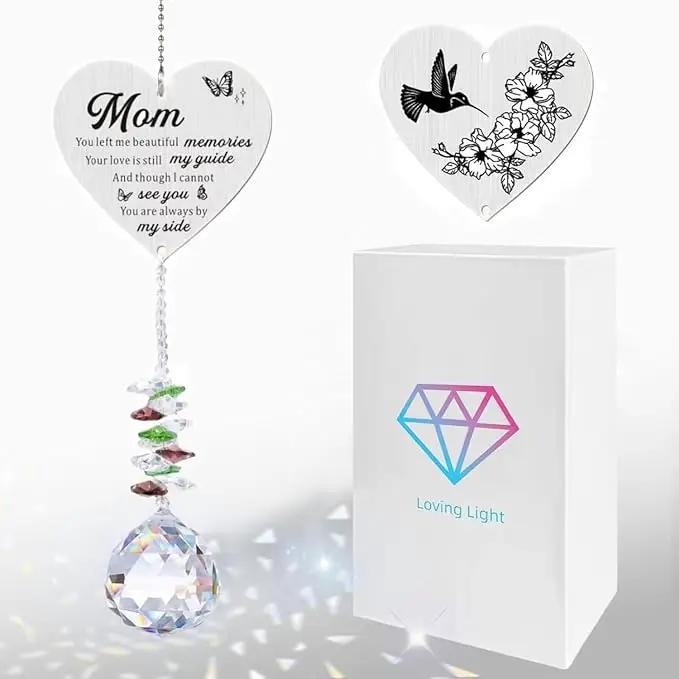 Memorial Gifts for Loss of Mom, Sympathy Gifts for Loss of Mom, Mom in Heaven Memorial Crystal Suncatcher for Window Home Decor (Mom) by GreenHaven Gardens