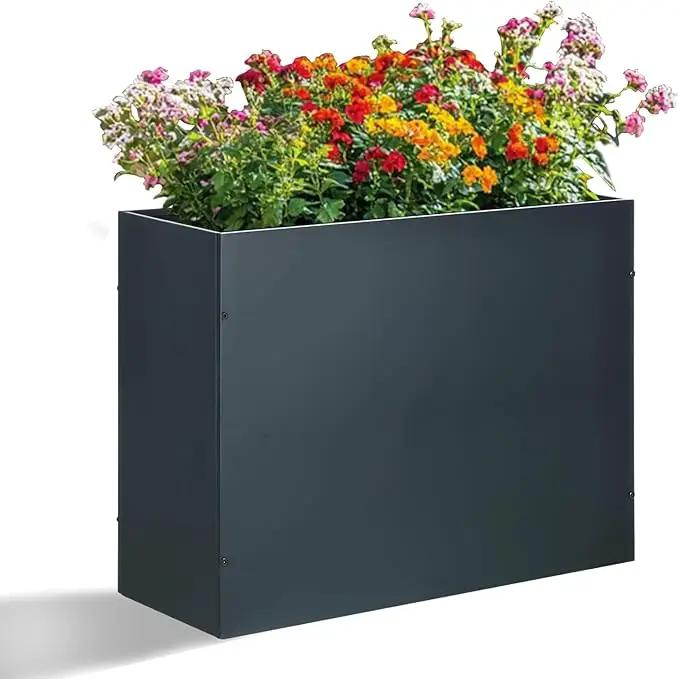 SUNNYPARK Large Metal Planter Box 32”x 12”x 24”, Rectangular Modern Grey Metal Planter Box Heavy Duty with Drainage Holes for Outdoor Garden Patio by GreenHaven Gardens