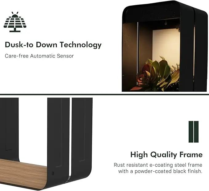 Grand patio Outdoor LED Solar Power Wall Sconce Shelf Planter, Waterproof Decor Wall Lamp Light for Porch, Patio. Solar Energy, Black(L-Rectangle) by GreenHaven Gardens