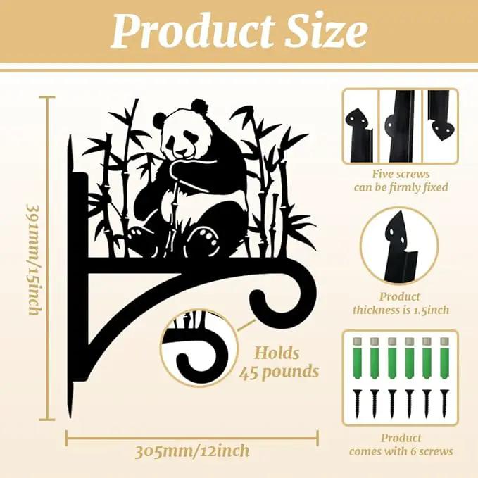 Peacoblue Iron Plant Hangers Holder for Outdoor Indoor Hanging Plants Flower Fern Pots Lantern Bird Feeder Wind Chimes, 12”x14” Weather Resistant Metal Wall Bracket Hooks for Porch Garden House(Panda) by GreenHaven Gardens