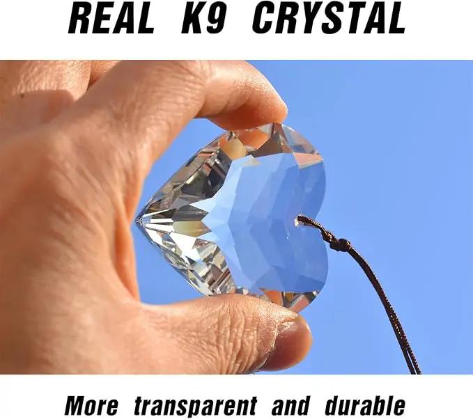 2PCS Heart Crystal Sun Catcher Prisms, STINO Hanging Suncatchers with Glass Prism Decor, Rainbow Maker for Windows, Room, Kitchen, Garden Crystal Decor (1, Heart Clear 2Pcs) by GreenHaven Gardens