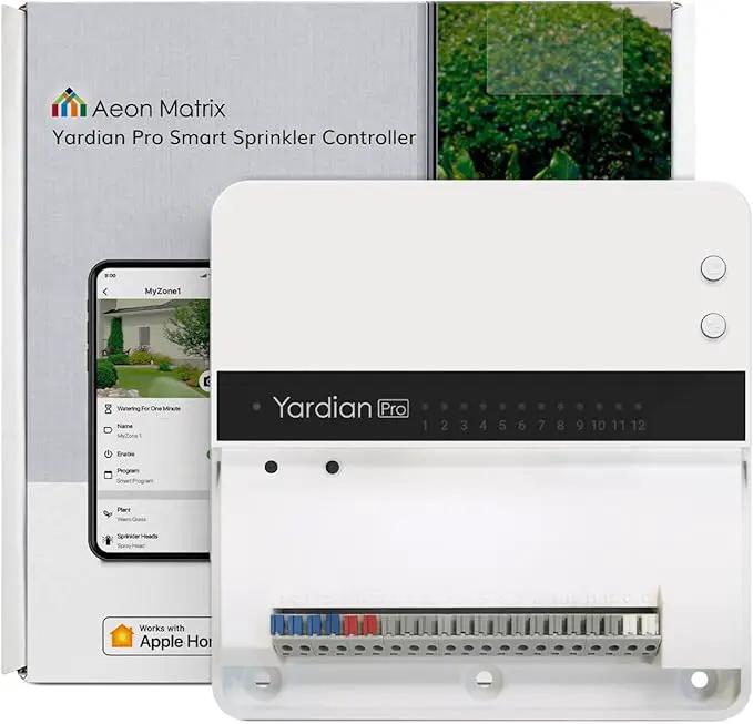 Yardian Pro Smart Sprinkler Controller 6 Zone - Control Buttons, Apple HomeKit, Alexa, Google Assistant and Home Assistant Compatible, Enhanced Wi-Fi, RJ45, Level VI Worldwide Power Supply by GreenHaven Gardens