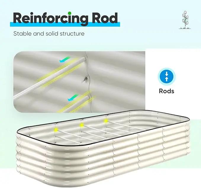 Quictent Galvanized Raised Garden Bed Kit Tall, 6x3x1.5 ft Oval Large Planting Box Rubber Strip Edging, for Vegetables Outdoor Strengthened by Crossbar (Beige) by GreenHaven Gardens