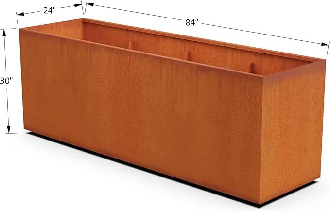 Corten Steel Planter Rectangle Outdoor Metal Garden Box Heavy Duty | Made in USA | Fully Assembled by GreenHaven Gardens