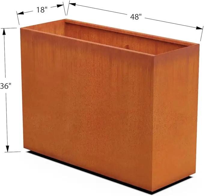 Corten Steel Planter Rectangle Outdoor Metal Garden Box Heavy Duty | Made in USA | Fully Assembled by GreenHaven Gardens
