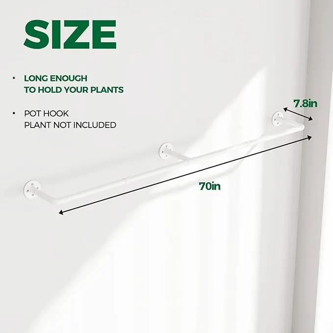 Bamworld Hanging Planters for Indoor Plants Plant Hanger Indoor Hanging Plant Holder Window Plant Shelves Metal Rod(Pot&Plant Not Included) 70in White by GreenHaven Gardens