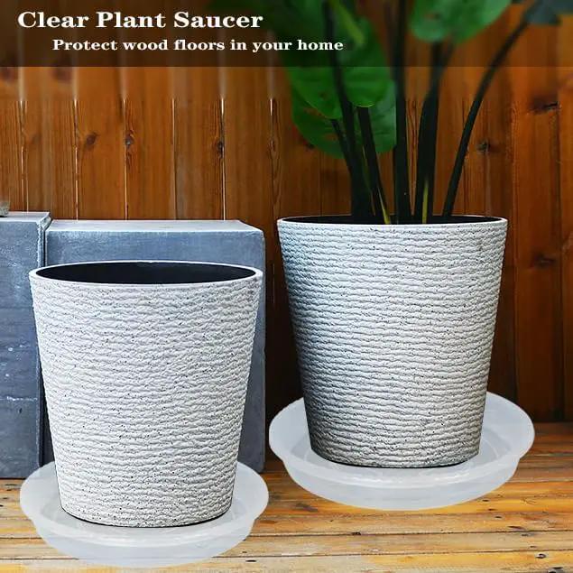 Plant Saucer 2 Pack of 14 inch, Clear Plastic Flower Plant Pot Saucer, Heavy Duty Plant Drip Trays Saucers for Indoor, Plant Water Tray for Planters by GreenHaven Gardens