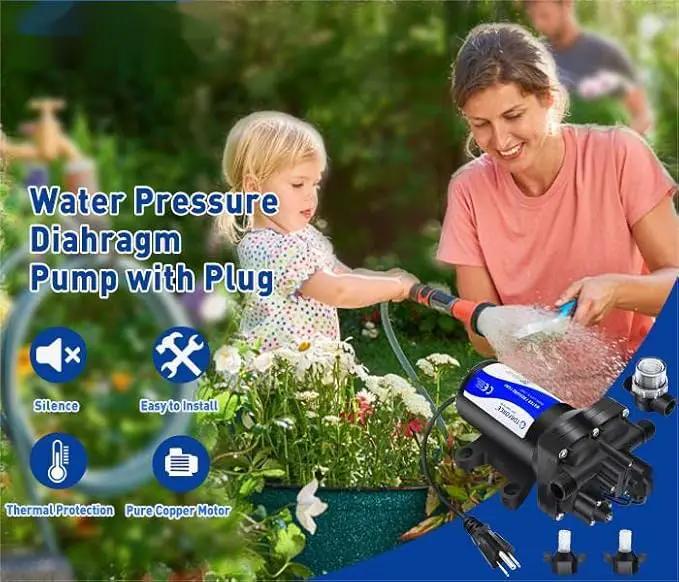 Water Pressure Booster Pump 110v Diapphragm Pump Inline Water Pump 75psi 5.5 GPM Self Priming RV Water Pump for Kitchen, Bathroom, RV, Marine Yacht, Caravan, Garden by GreenHaven Gardens