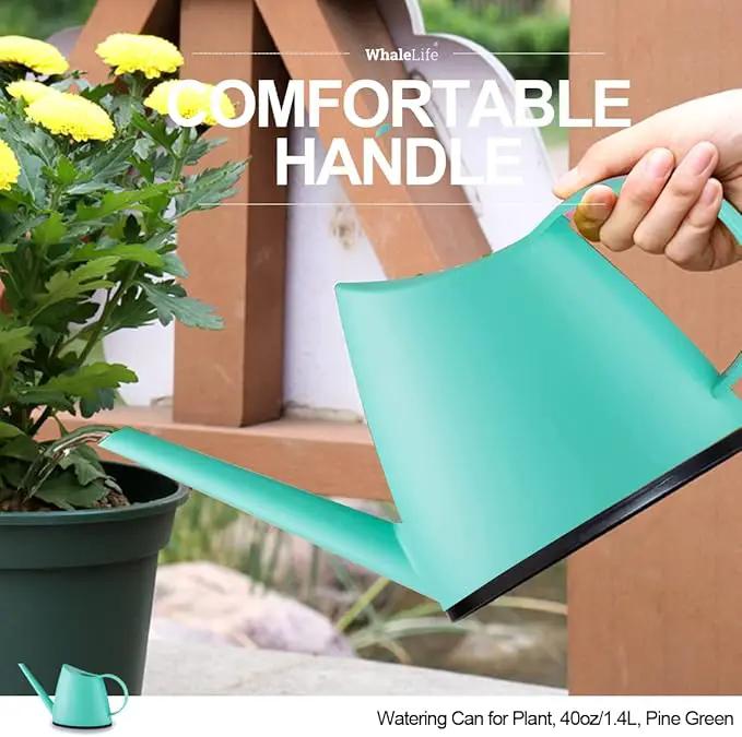 WhaleLife Indoor Watering Can for House Bonsai Plants (1.4L, Pine Green) by GreenHaven Gardens