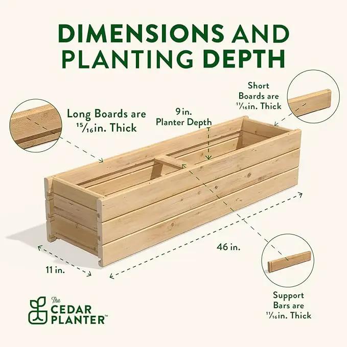 Greenes Fence Cedar Wood Planter Box, 46" x 11" x 10" - Made in USA with North American Cedar by GreenHaven Gardens