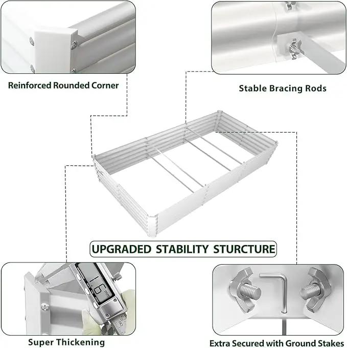 A ANLEOLIFE 8X4X1.5 ft Galvanized Raised Garden Bed, Rectangle Above Ground Modular Metal Planter Boxes Outdoor for Vegetables Flowers Herbs, Anti-Rust & Easy-Setup, Antique White by GreenHaven Gardens