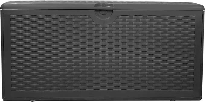 80 Plus Gallon Resin Deck Box, Waterproof Outdoor Storage Bin for Patio, Poolside, and Garden, Lockable & UV-Resistant, Ideal for Small Spaces, Black by GreenHaven Gardens
