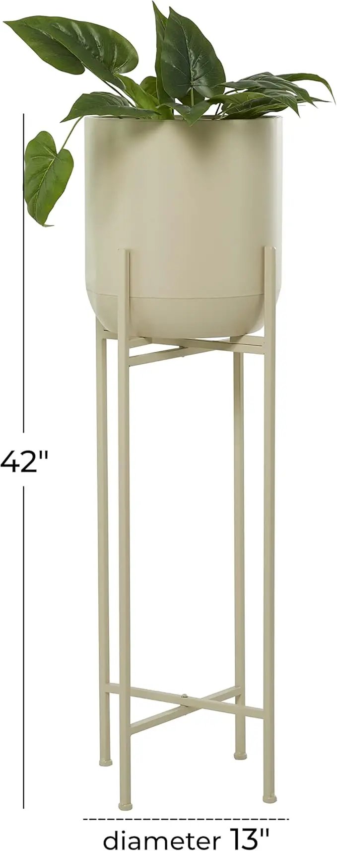 Deco 79 CosmoLiving by Cosmopolitan Metal Round Planter with Removable Stand, 13" x 13" x 42", Beige by GreenHaven Gardens