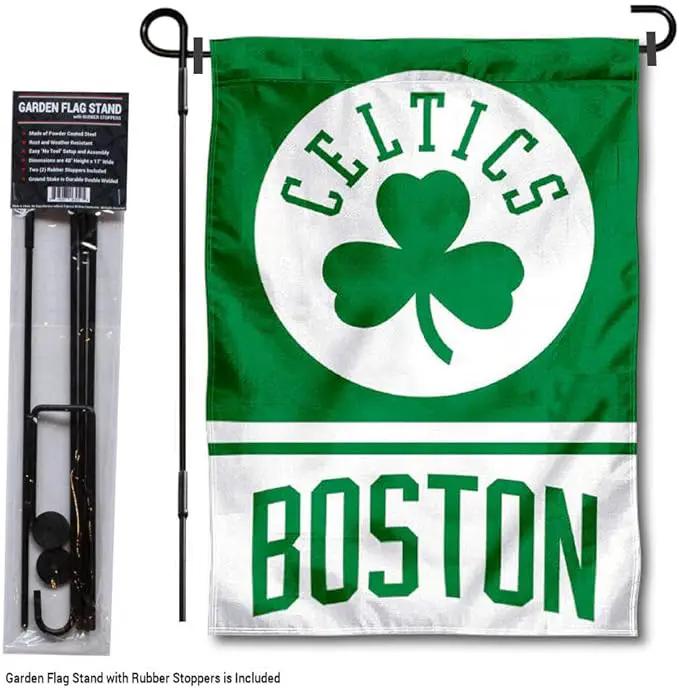 WinCraft Boston Celtics Garden Flag with Stand Holder by GreenHaven Gardens