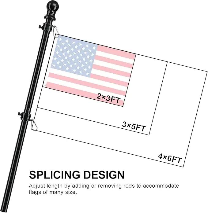 COCONUT Flag Pole for House, 5FT Black Stainless Steel Wall Mount Flagpole Suitable for 3x5 American Flags, Perfect for Yard Truck Porch Boat (Flag Pole Only) by GreenHaven Gardens