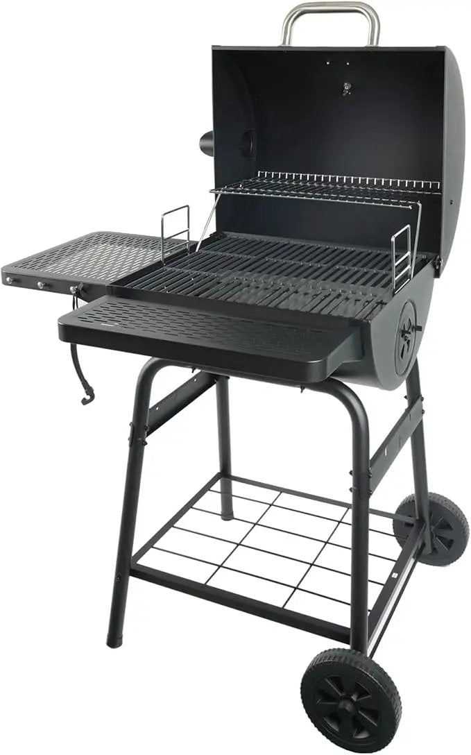 Grill Boss 23 Inch Charcoal Barrel Grill with Adjustable Grate, Large Cooking Area, Black by GreenHaven Gardens