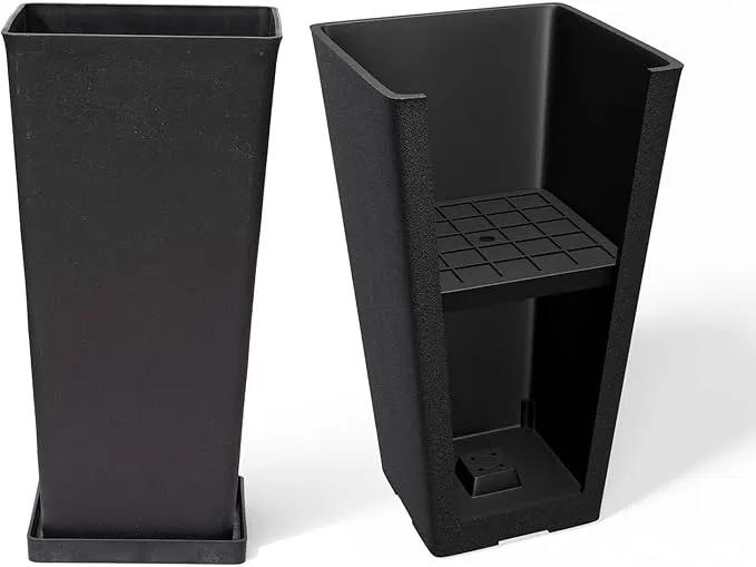 La Jolíe Muse Tall Planters 20 Inch, Flower Pot Pack 2, Patio Deck Indoor Outdoor Garden Tree Planters (Black) by GreenHaven Gardens
