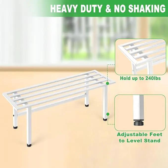 2 Pack Metal Plant Stand Outdoor Plant Shelf Indoor,1 Tier Heavy Duty Plant Stands for Multiple Plants,26" L x 10.12" H x 8.75" W,White by GreenHaven Gardens