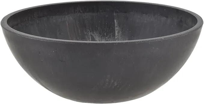 PSW Pot Collection Shallow Garden Bowl Planter for Succulents, Bonsai, Fairy Gardens, Herbs, 8-Inch, Dark Charcoal by GreenHaven Gardens