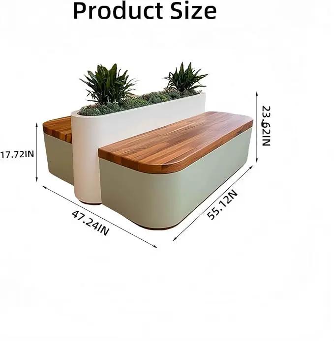 Outdoor Bench - Modern Outdoor Park Planter Bench Includes Luxurious and Simple Flower Box & Wooden Seating Area for Commercial Plaza,Food Court(55.12IN) by GreenHaven Gardens