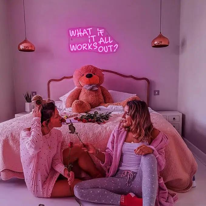 WLHOPE What If It All Works Out Neon Sign Pink Neon Signs for Wall Decor Dimmable Neon Lights LED Sign for Bedroom,Living Room,Bar,Party,Christmas,Birthday Gift by GreenHaven Gardens