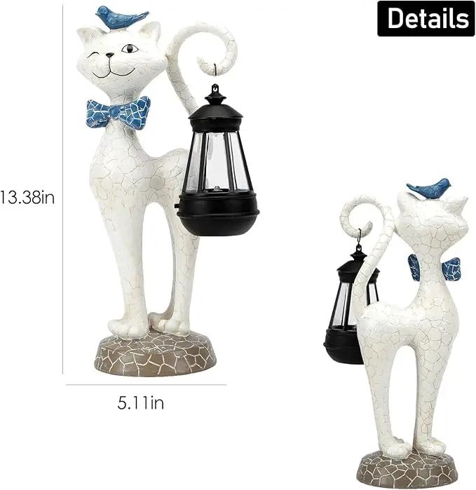 Solar Outdoor Garden Statues Light,Cat Figurines with Cute Birds Garden Sculpture Decor, Unique Christmas Gifts for Women, Men or Daughter, Housewarming Gifts and Yard Decoration by GreenHaven Gardens