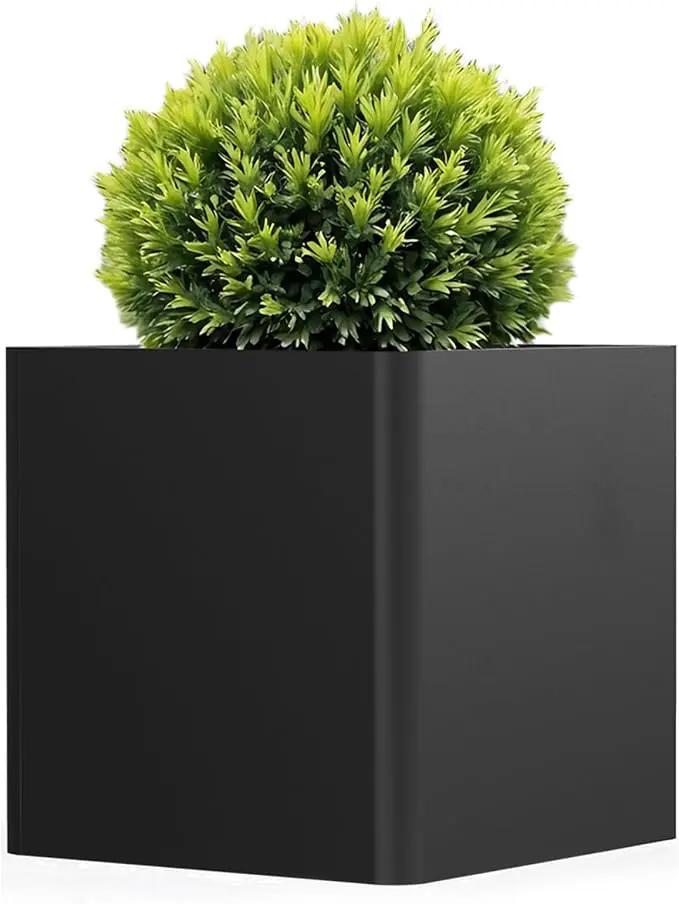 Large Metal Square Planter 20" L x 20" W x 20" H, Black Large Outdoor Planters with Drainage Hole for Porch/Patio/Garden by GreenHaven Gardens