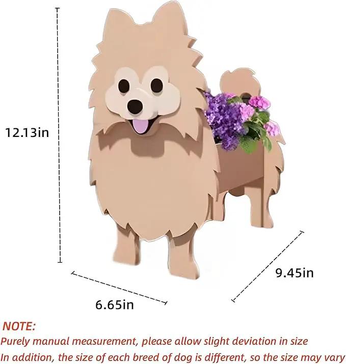 Brown Pomeranian Dog Planter Plant Pots,Cute Garden Dog Flower Planter,Dog Planters Birthday Gifts for Women,Office,Indoor/Outdoor Decor（9.45 * 6.65 * 12.13in） by GreenHaven Gardens