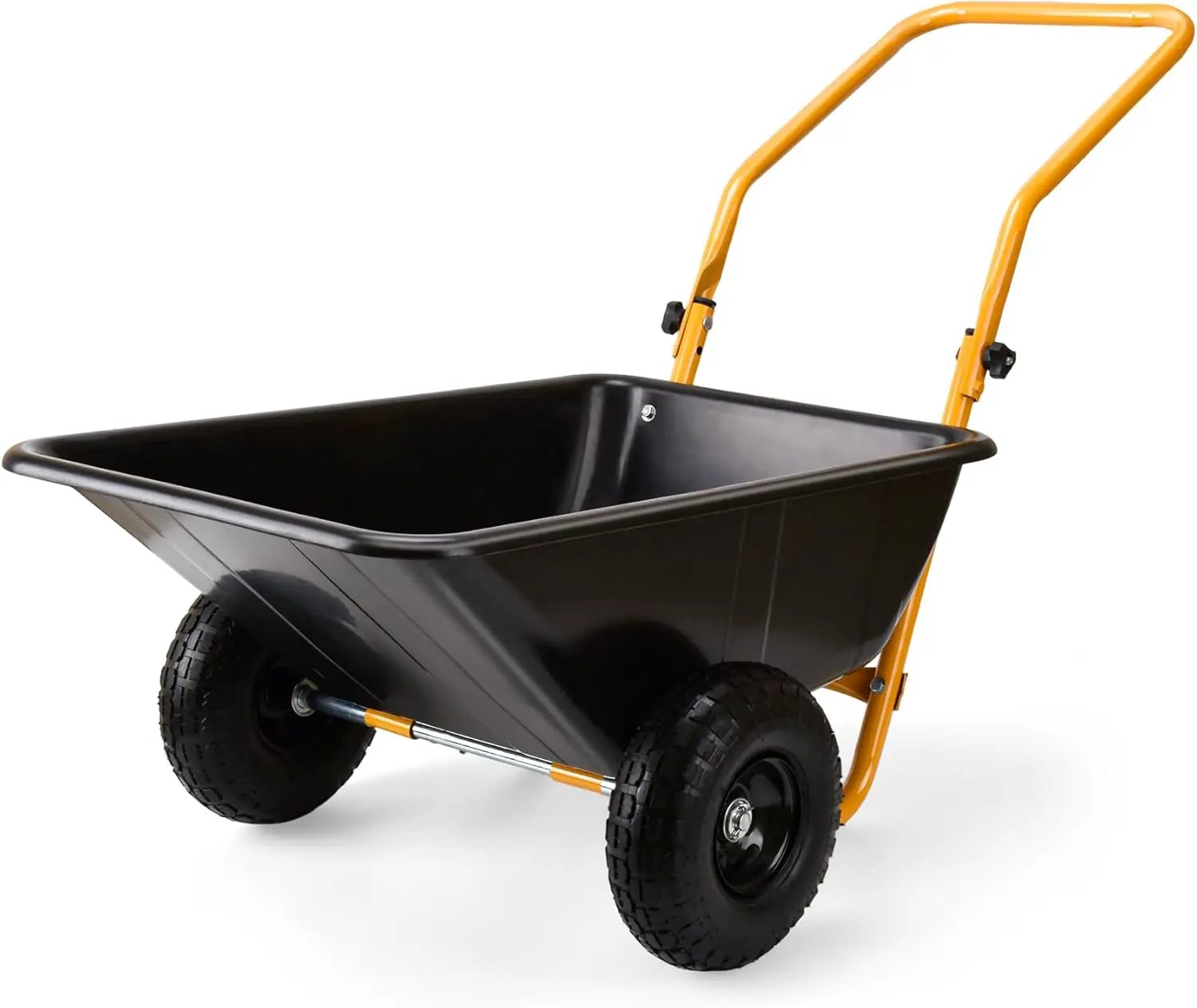 Folding Dual-Wheel Wheelbarrow,Heavy-Duty 330 LB Garden cart,10-inch Air-Filled Tires,Home Garden Yard Utility for Outdoor Lawn Yard Farm Ranch(Black) by GreenHaven Gardens