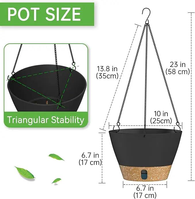 ZMTECH Hanging Planters for Indoor Plants Set of 2 Self Watering Hanging Pots Hanging Baskets Hanging Flower Pots for Outdoor Hanging Plants(10 Inch, Gray) by GreenHaven Gardens