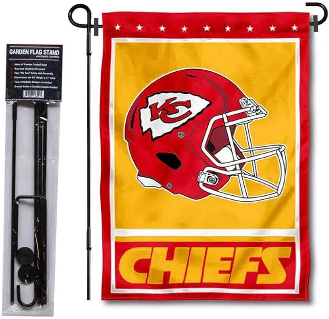 WinCraft Kansas City Chiefs Football Garden Flag and Pole Stand Holder by GreenHaven Gardens