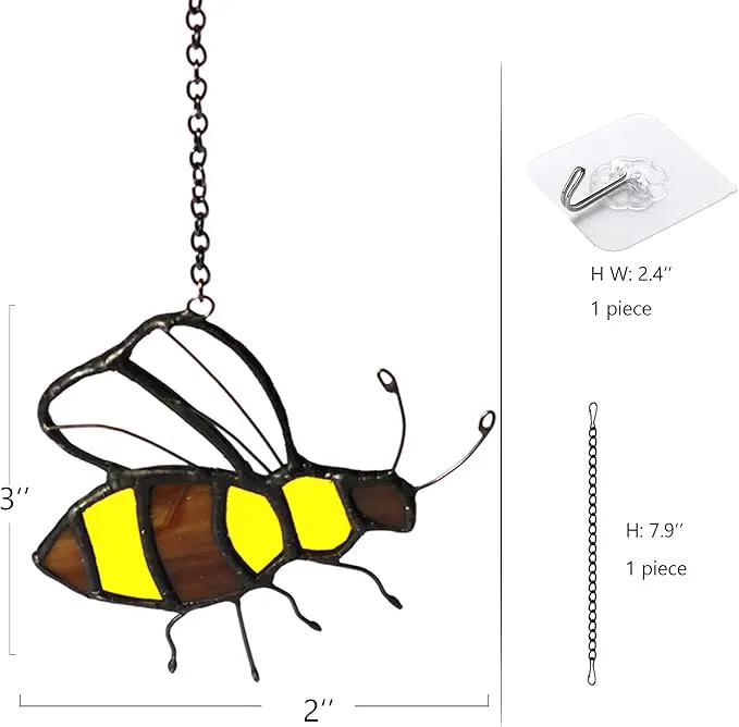 Bee Suncatcher Stained Glass Window Hangings Honey Bee Gifts for Women Gifts for Lover for Mom/Grandma Decorations Gifts/Birthday Gifts for Her by GreenHaven Gardens