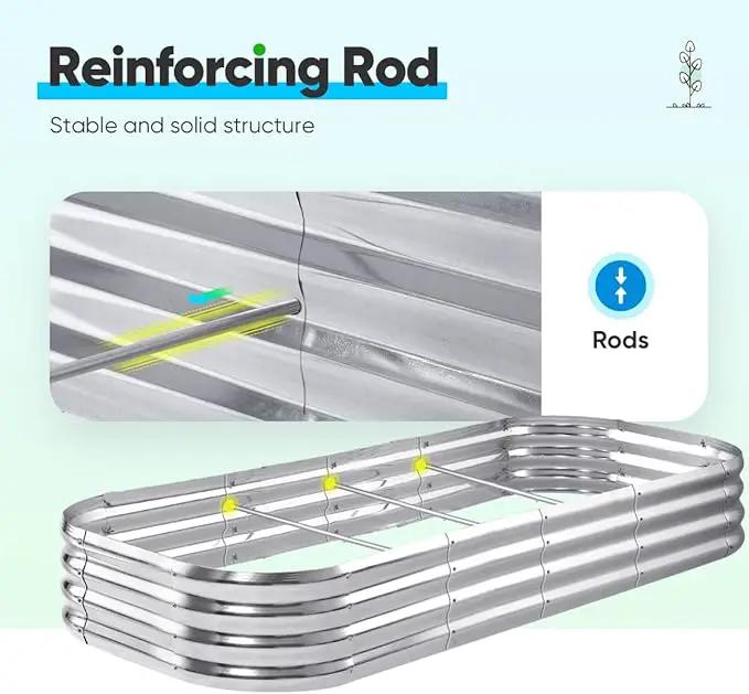 Quictent Galvanized Raised Garden Bed Kit, 6x3x1ft Oval Large Metal Outdoor Planting Box, Ground Planter Strengthened by Crossbar, Silver by GreenHaven Gardens