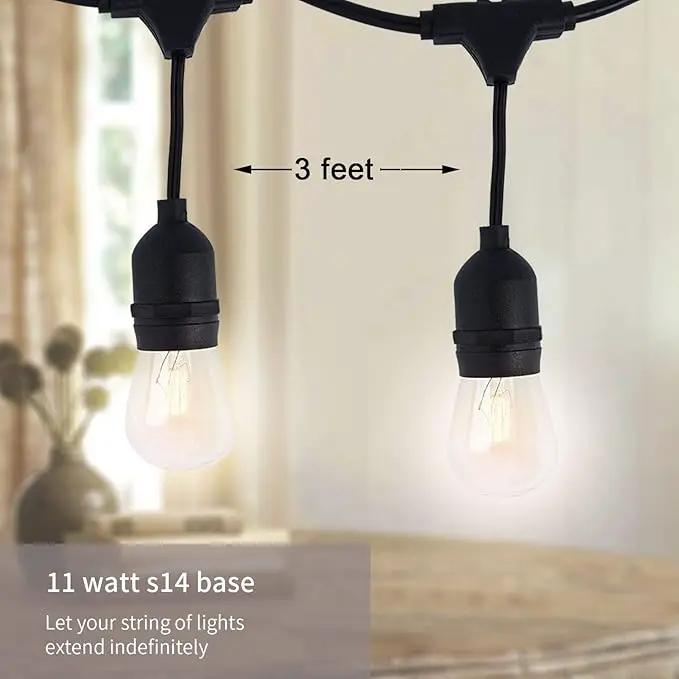 FRIDEKO HOME Waterproof Outdoor String Lights - 12Ft Commercial Grade Patio Lights Heavy Duty Light String Hanging Light Fixture with 11W S14 Bulbs for Deckyard Garden Porch Party Decor by GreenHaven Gardens
