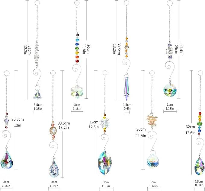 Crystal Suncatchers, RIFNY Hanging Crystals Ornament Sun Catcher with Chain, 9 Pack Glass Beads Ball Prisms Pendant Rainbow Maker for Window Home Office Garden Decoration by GreenHaven Gardens