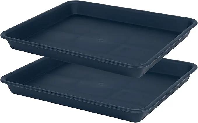 Plant Saucer Growing Tray, Seed Starter Tray Rectangular, Heavy Sturdy Plastic Plant Saucers Drainage Trays, Plant Drip Trays for Pots, Seed Starter Growing Tray (11 x 9 inch, 2 Pack) by GreenHaven Gardens