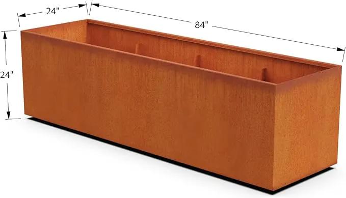 Corten Steel Planter Rectangle Outdoor Metal Garden Box Heavy Duty | Made in USA | Fully Assembled by GreenHaven Gardens