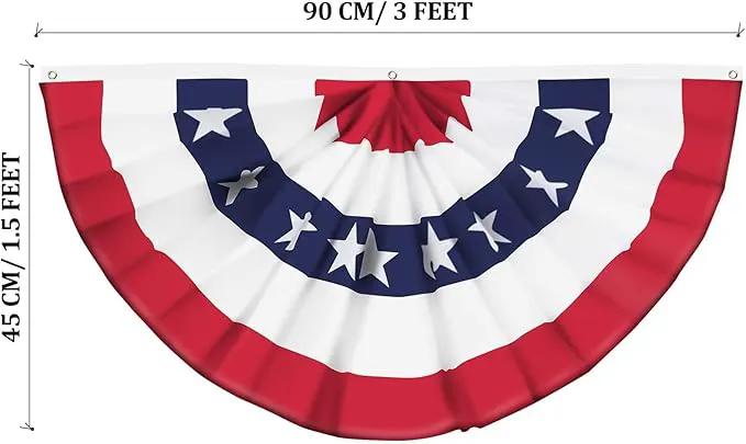 20 Pieces USA Pleated Fan Flag 1.5x3 FT American US Bunting Flag Patriotic Half Fan Banner Flag with Canvas Header and Brass Grommets for 4th of July Memorial Day Indoor Outdoor Decoration (20, 1.5x3 Feet) by GreenHaven Gardens