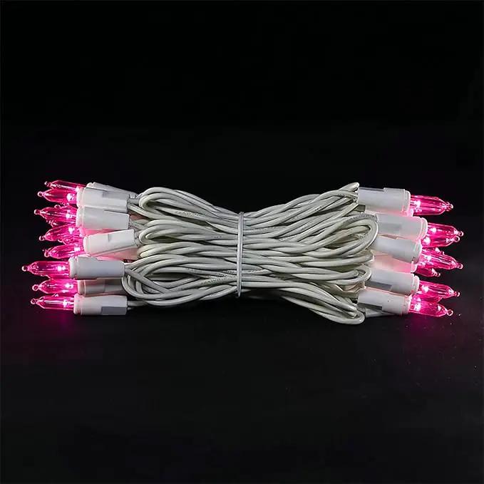 Pink LED Christmas Lights - 35 Count Pink Christmas String Lights for Small Tree, Crafts, Bedroom, Wedding, Indoor and Outdoor Valentines Day Decorations, 11 Feet White Wire, UL Certified, Connectable by GreenHaven Gardens