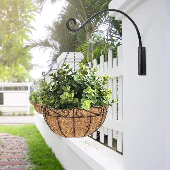Qiang Ni Heavy-Duty Plant Hanger Outdoor: 16-Inch Hanging Plant Hooks for Outside Baskets - 2 Pieces Wall Mount Plant Bracket for Bird Feeder