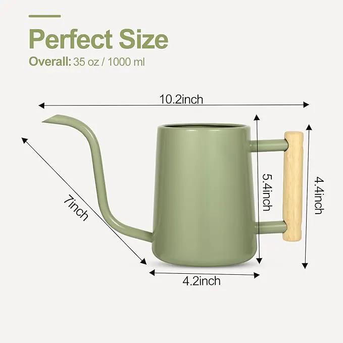 Watering Can Indoor Plants, 35 oz/1000 ml Metal Stainless Steel Watering Can Pot with Long Spout for Indoor House Plants Bonsai Outdoor Garden Flower Decorative (Sage Green) by GreenHaven Gardens